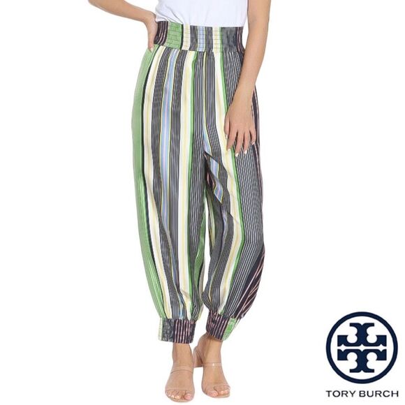 TORY BURCH **NWT** Field Day Stripe Silk Pants - Picture 6 of 14